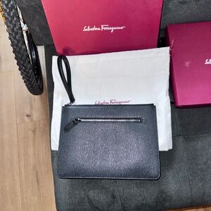 Salvatore Ferragamo Textured Black Men's Clutch